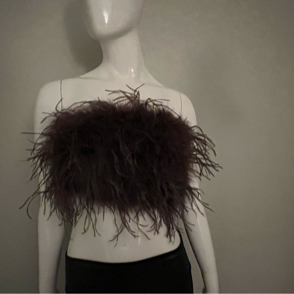 Lamarque Strapless Bustier color chocolate feathers - Picture 5 of 12